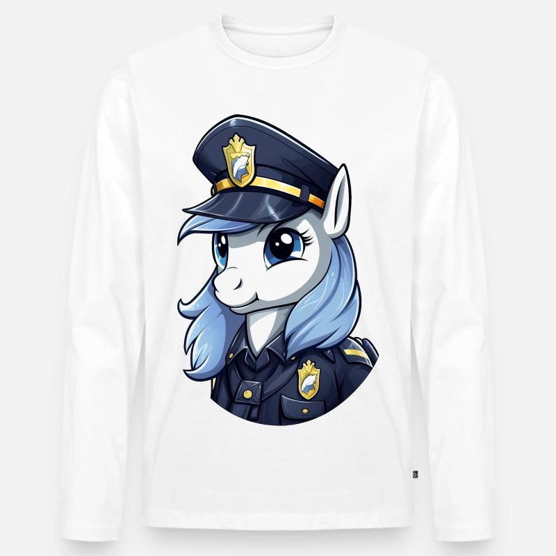 Polizei Pony - Männer Premium Bio Langarmshirt - Weiß