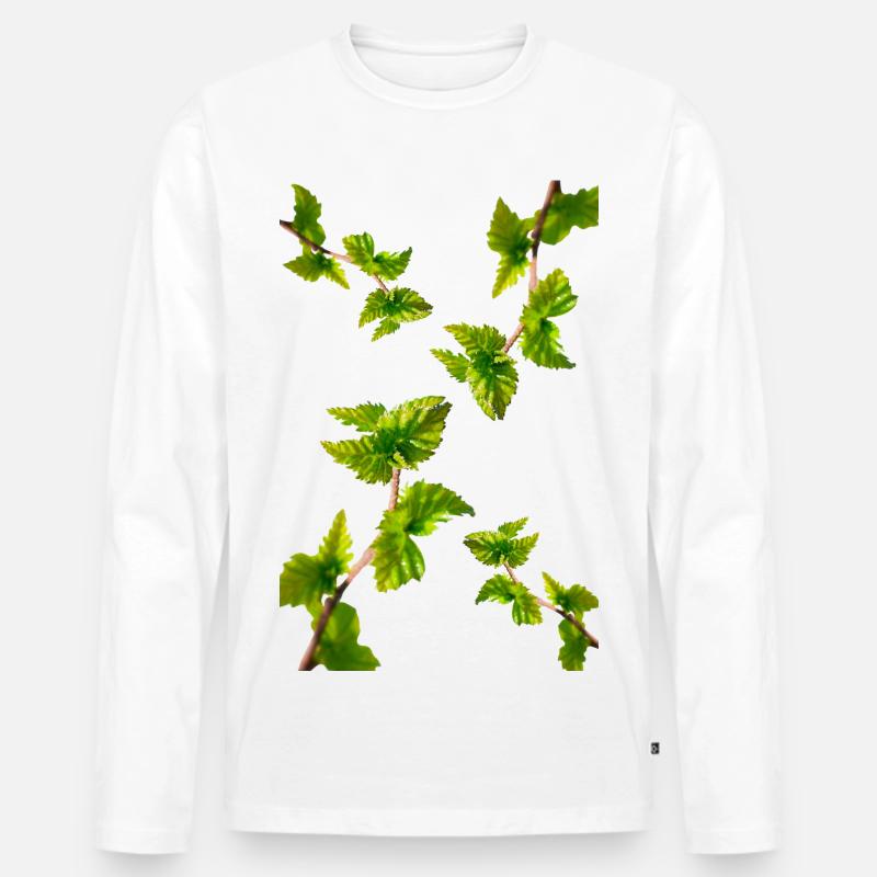 BIRKE - Männer Premium Bio Langarmshirt - Weiß