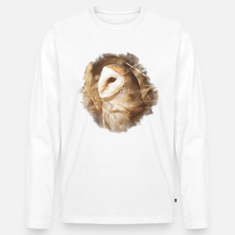 Schleiereule Schatzi - Männer Premium Bio Langarmshirt - Weiß