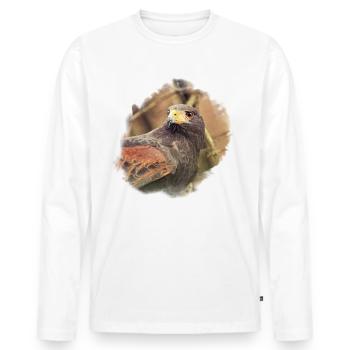 Luzie Harris Hawk - Men's Premium Organic Long Sleeve Shirt - white - Front - Nico (187cm)