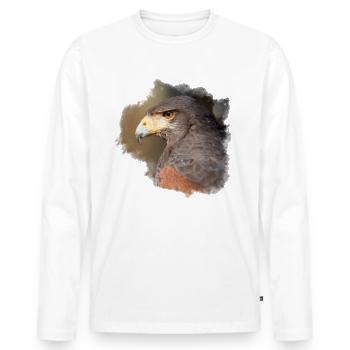 Harris Hawk Jerry - Men's Premium Organic Long Sleeve Shirt - white - Front - Nico (187cm)