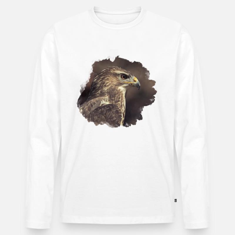 Mäusebussard - Männer Premium Bio Langarmshirt - Weiß