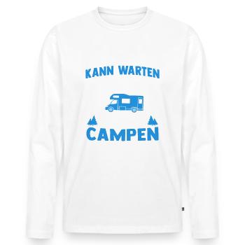 das altersheim kann warten ich geh campen - Männer Premium Bio Langarmshirt - Weiß - Vorne - Nico (187cm)