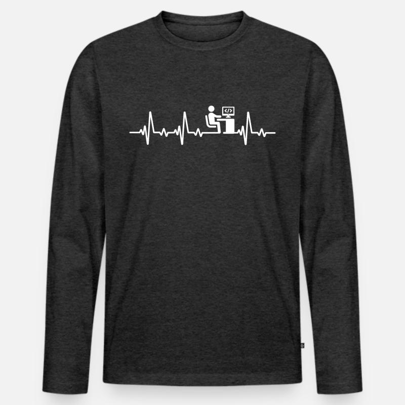 Programmeur Heartbeat Code Computer Scientist T-shirt manches longues Premium bio Homme