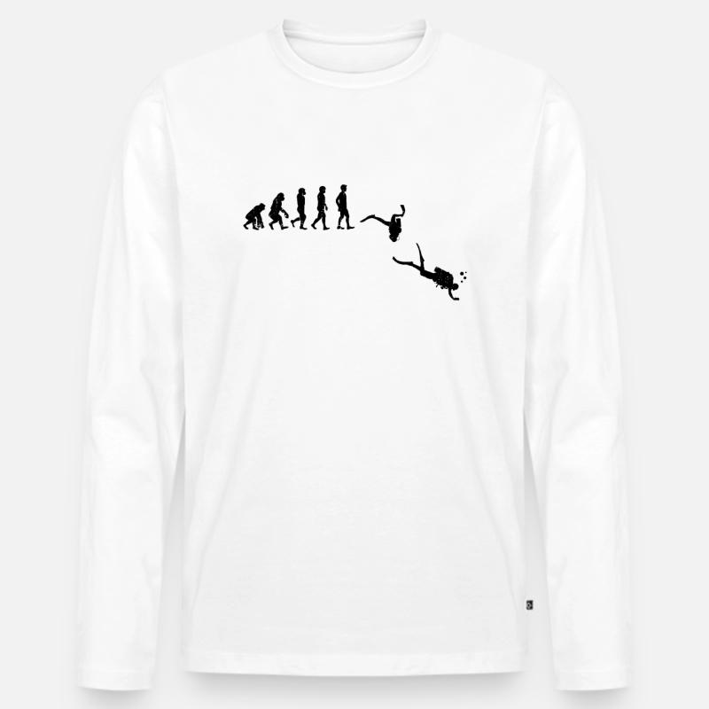 Evolution Taucher - Männer Premium Bio Langarmshirt - Weiß