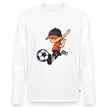 Footballeur Holland Orantje - Cadeaux Footballeurs - T-shirt manches longues Premium bio Homme - blanc - Devant - Nico (187cm)