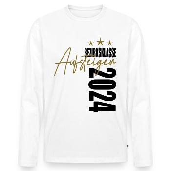 Aufsteiger Bezirksklasse 2024 Aufstiegstrikot - Männer Premium Bio Langarmshirt - Weiß - Vorne - Nico (187cm)
