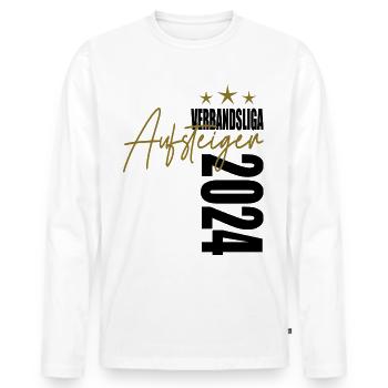 Meister Verbandsliga 2024 Aufstiegstrikot - Männer Premium Bio Langarmshirt - Weiß - Vorne - Nico (187cm)