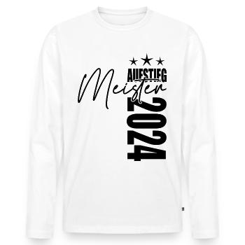 Meister 2024 Aufstiegstrikot Aufstieg 24 - Männer Premium Bio Langarmshirt - Weiß - Vorne - Nico (187cm)