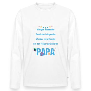 Papa Vater Vati Vatertag Sohn Tochter Geschenk - Männer Premium Bio Langarmshirt - Weiß - Vorne - Nico (187cm)