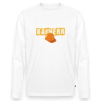Bauherr Schutzhelm Hausbau Baustelle Bau Geschenk - Männer Premium Bio Langarmshirt - Weiß - Vorne - Nico (187cm)