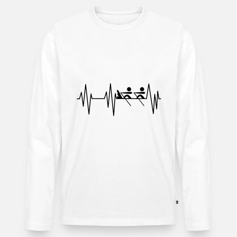 Rudern Herzschlag - Männer Premium Bio Langarmshirt - Weiß