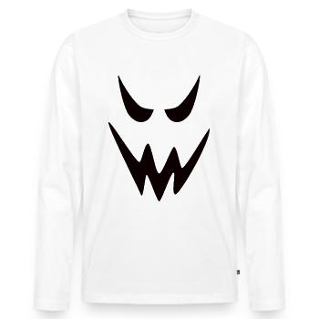 Halloween Geist Gesicht - Last Minute Gruseldesign - Männer Premium Bio Langarmshirt - Weiß - Vorne - Nico (187cm)