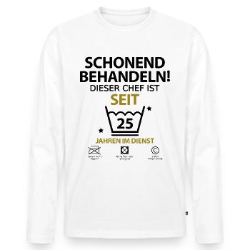 Chef Jubiläum Firmenjubiläum 25 Jahre Jähriges - Männer Premium Bio Langarmshirt - Weiß - Vorne - Nico (187cm)