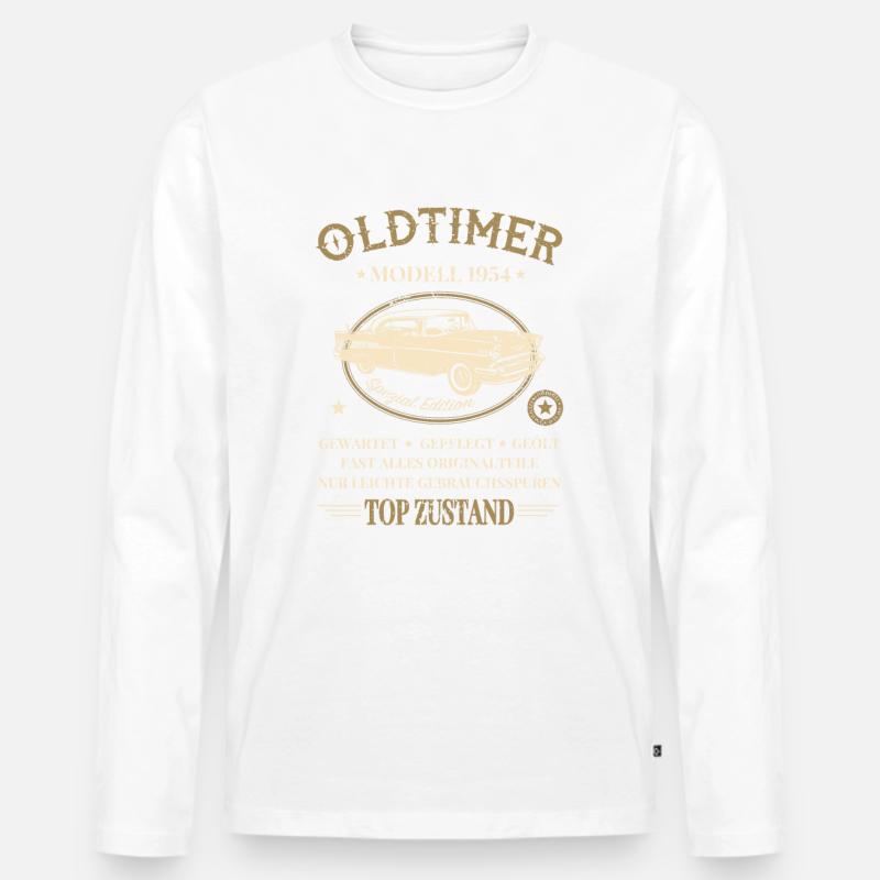 Oldtimer Baujahr 1954 - Männer Premium Bio Langarmshirt - Weiß