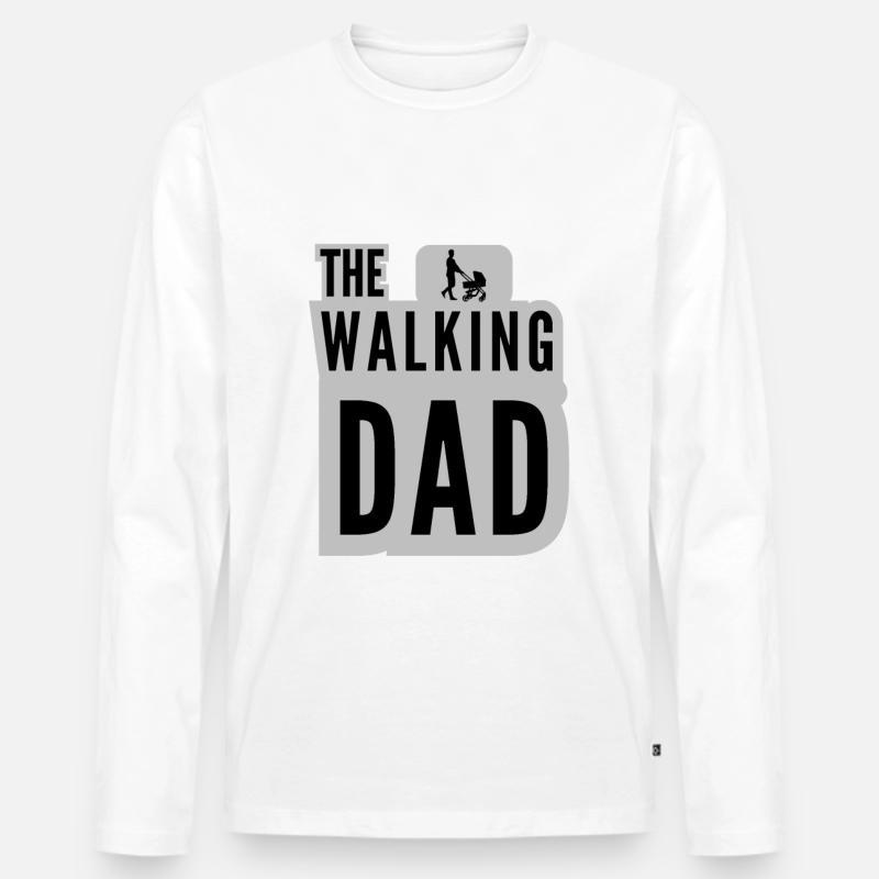 The Walking Dad Father And Stroller Black Grey - Männer Premium Bio Langarmshirt - Weiß