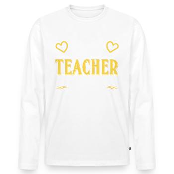 Bester Lehrer aller Zeiten - Männer Premium Bio Langarmshirt - Weiß - Vorne - Nico (187cm)