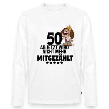 50 years! Great saying for the 50th birthday - Men's Premium Organic Long Sleeve Shirt - white - Front - Nico (187cm)
