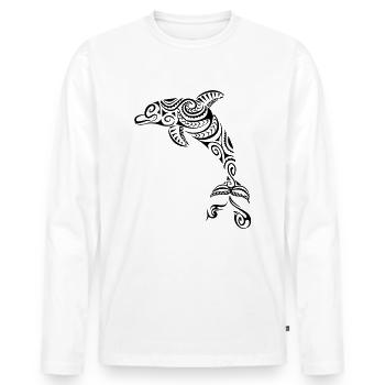 Delfin Maori Tribal Tattoo Aotearoa - Männer Premium Bio Langarmshirt - Weiß - Vorne - Nico (187cm)