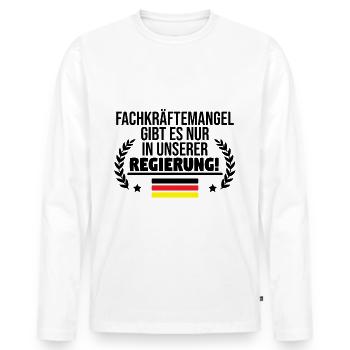 Wir haben einen Fachkräftemangel in der Regierung - Männer Premium Bio Langarmshirt - Weiß - Vorne - Nico (187cm)