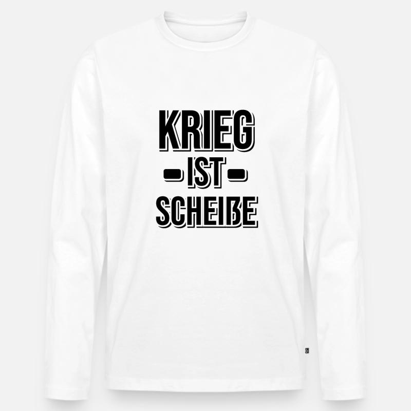 Krieg ist scheiße - Männer Premium Bio Langarmshirt - Weiß