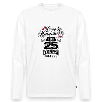 Love and happiness for 25 years! - Men's Premium Organic Long Sleeve Shirt - white - Front - Nico (187cm)