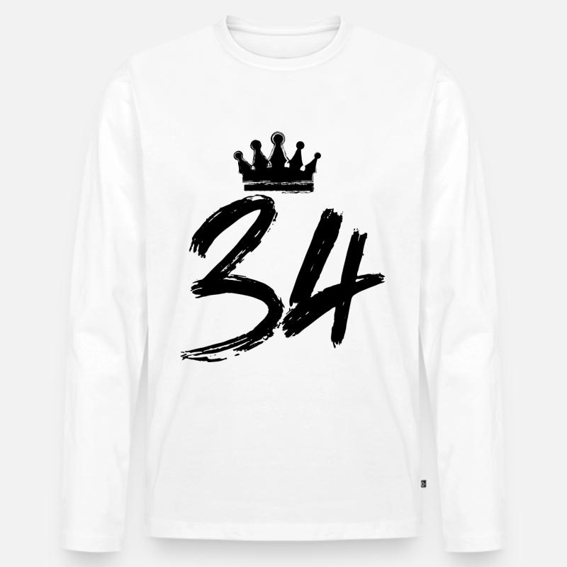 34 Zahl Krone - Männer Premium Bio Langarmshirt - Weiß