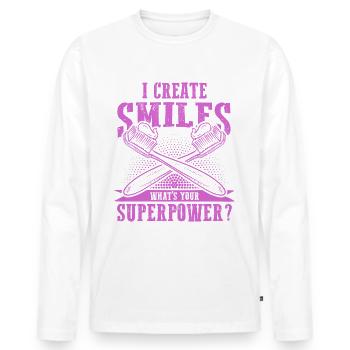 Dentiste smile - T-shirt manches longues Premium bio Homme - blanc - Devant - Nico (187cm)