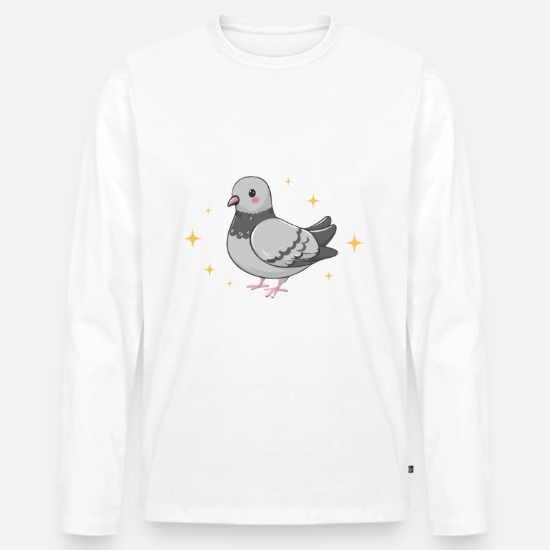 Taube Tauben Tier Vogel - Männer Premium Bio Langarmshirt - Weiß