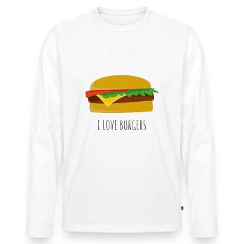I LOVE BURGERS - Men's Premium Organic Long Sleeve Shirt - white - Front - Nico (187cm)