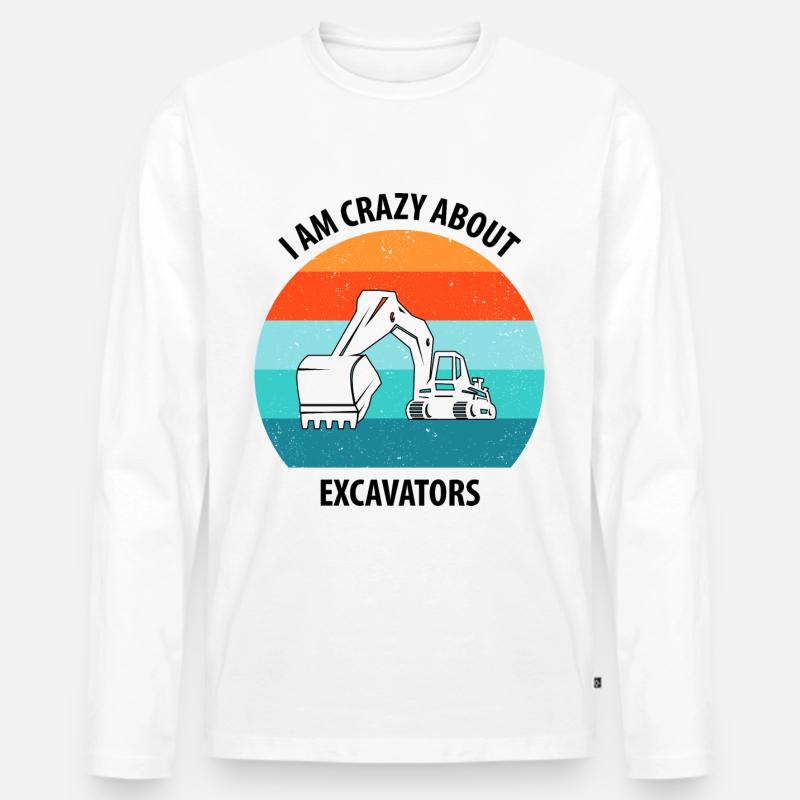 Bagger Baggerfahrer Baggerwagen - Männer Premium Bio Langarmshirt - Weiß