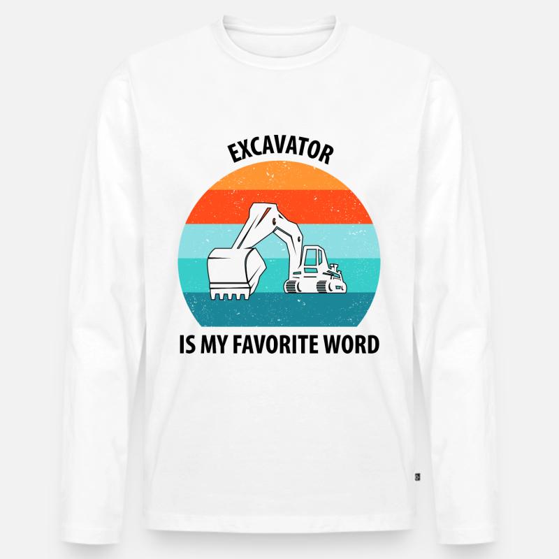 Bagger Baggerfahrer Baggerwagen - Männer Premium Bio Langarmshirt - Weiß