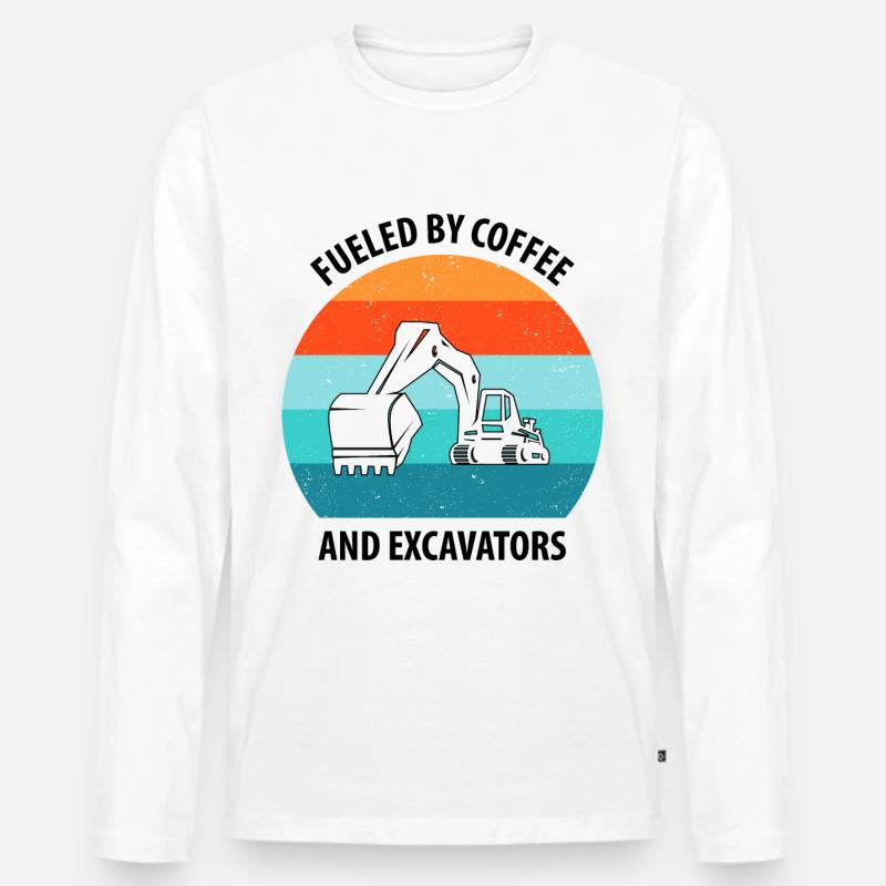 Bagger Baggerfahrer Baggerwagen - Männer Premium Bio Langarmshirt - Weiß