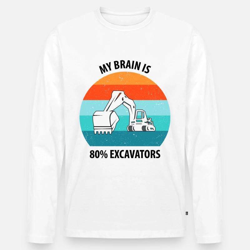 Bagger Baggerfahrer Baggerwagen - Männer Premium Bio Langarmshirt - Weiß