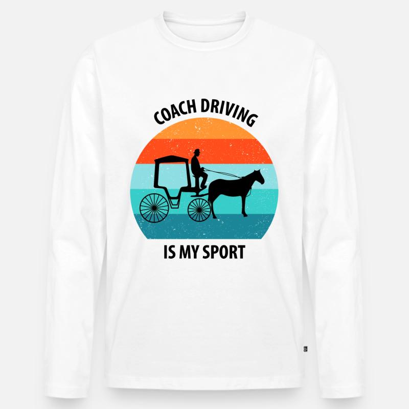 Kutscher Kutsche Pferdekutscher Kutschieren - Männer Premium Bio Langarmshirt - Weiß