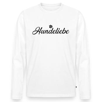 Hundeliebe mit Hundepfote - Männer Premium Bio Langarmshirt - Weiß - Vorne - Nico (187cm)