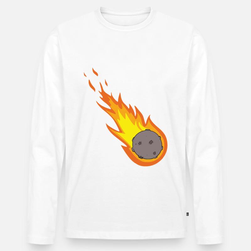 Flaming Meteor Comet Space - Männer Premium Bio Langarmshirt - Weiß