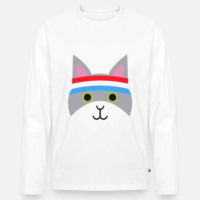 Jogging Katze - Männer Premium Bio Langarmshirt - Weiß