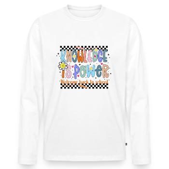 Back to School - Men's Premium Organic Long Sleeve Shirt - white - Front - Nico (187cm)