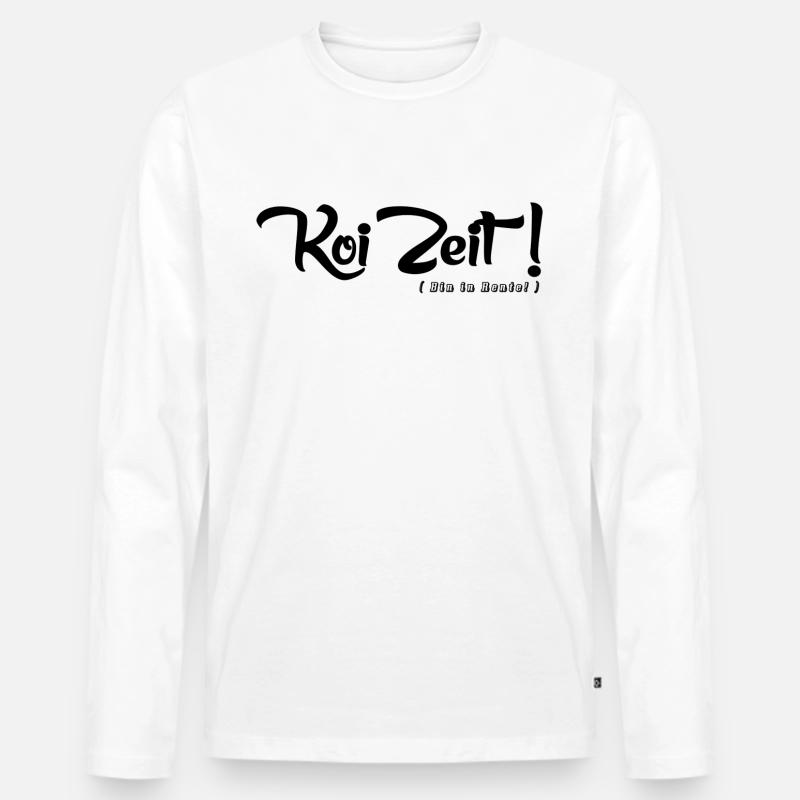 Koi Zeit ( Bin in Rente! ) - Männer Premium Bio Langarmshirt - Weiß