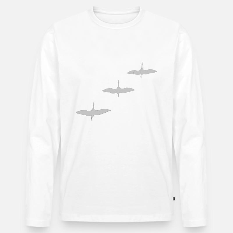 KRANICH STORCHFORMATIONSFLUG ZUGVOGEL - Männer Premium Bio Langarmshirt - undefined