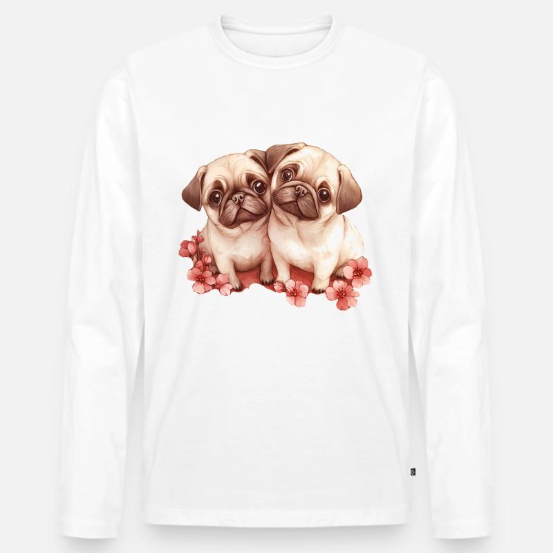 Mops - Männer Premium Bio Langarmshirt - Weiß