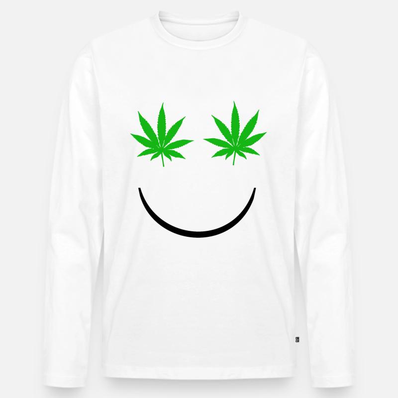Marihuana Smile - Männer Premium Bio Langarmshirt - Weiß