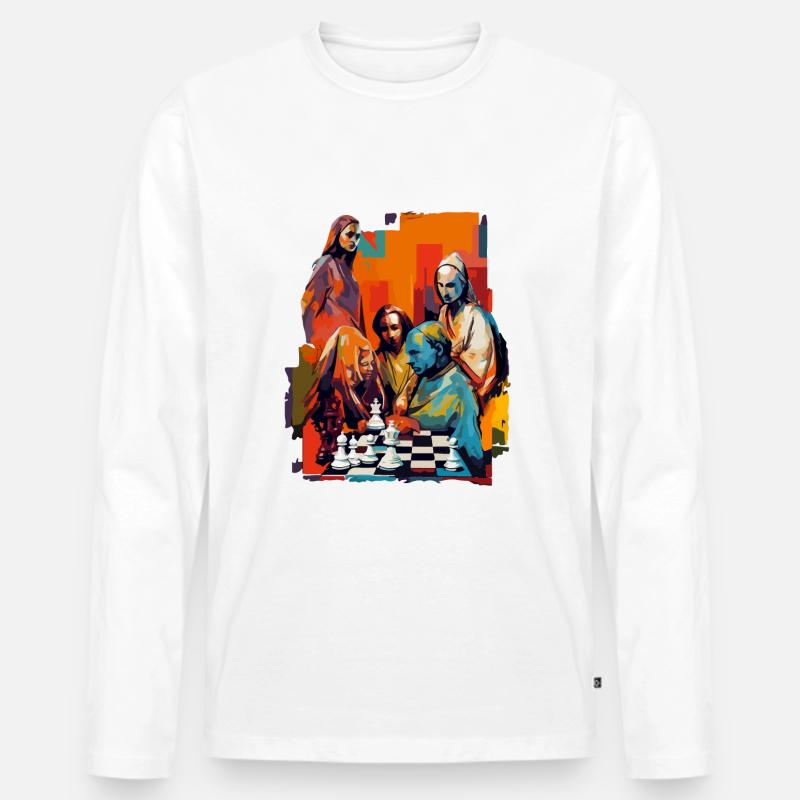 Schachpartien - Männer Premium Bio Langarmshirt - Weiß