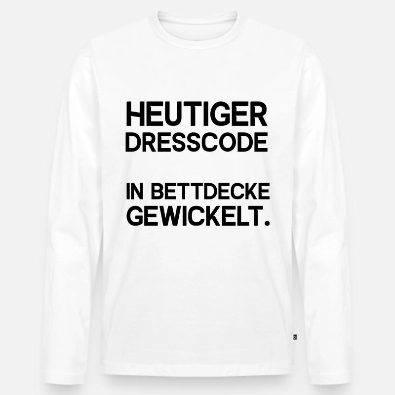 Heutiger Dresscode in Bettdecke gewickelt - Männer Premium Bio Langarmshirt - Weiß