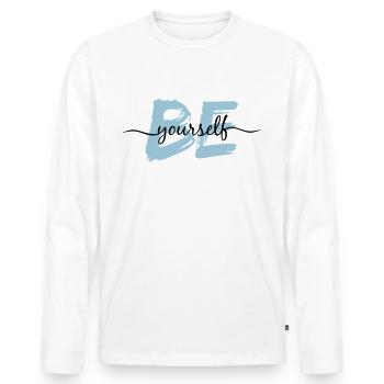 Soyez vous-même ! - T-shirt manches longues Premium bio Homme - blanc - Devant - Nico (187cm)