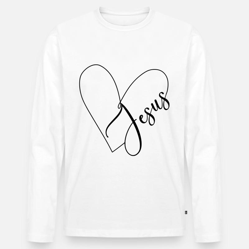 Jesus Herz Herzlinie - Männer Premium Bio Langarmshirt - Weiß