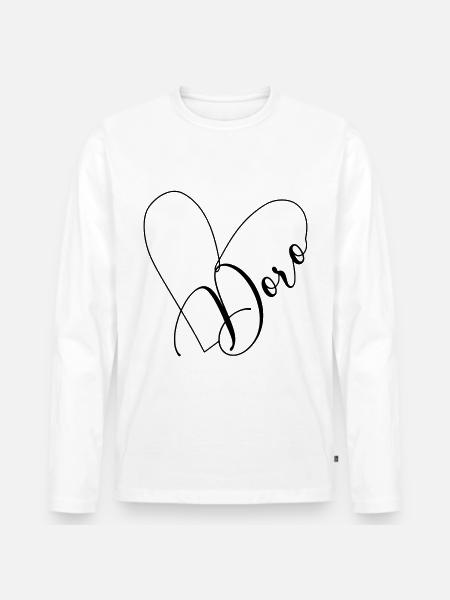 Doro Name Heart Line - Men's Premium Organic Long Sleeve Shirt - white