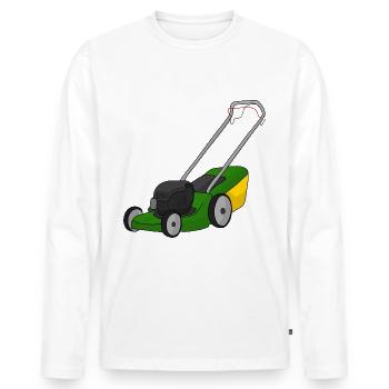 Tondeuse à gazon - T-shirt manches longues Premium bio Homme - blanc - Devant - Nico (187cm)