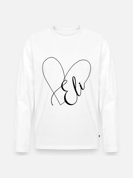 Eli Name Herzlinie - Männer Premium Bio Langarmshirt - Weiß